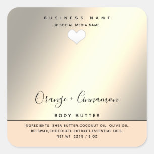 Simple modern typography white heart Body butter Square Sticker