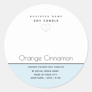 Simple modern  typography white heart  candle   cl classic round sticker