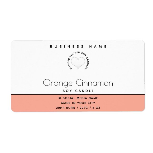 Simple modern  typography white heart  candle labe (Front)