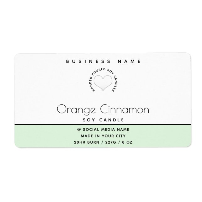 Simple modern  typography white heart  candle labe (Front)