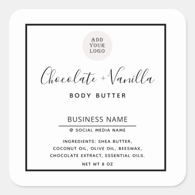 Simple modern typography white product   square sticker (Front)