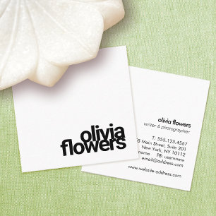 Simple Modern Typography White Square Business Card