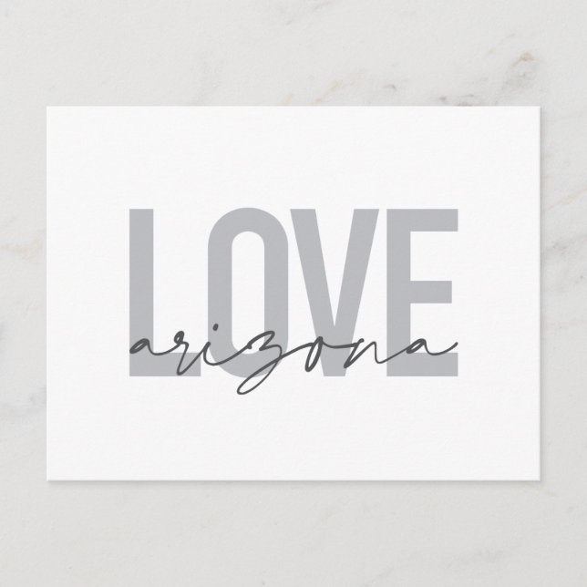 Simple, modern, urban, cool design Love Arizona Postcard (Front)