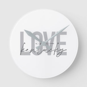 Simple, modern, urban, cool design Love Kentucky Round Clock