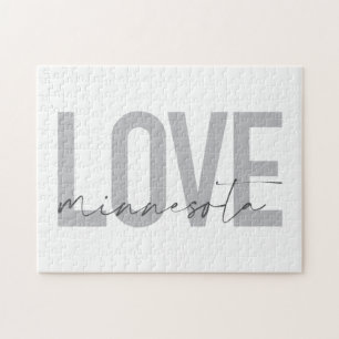 Simple, modern, urban, cool design Love Minnesota Jigsaw Puzzle