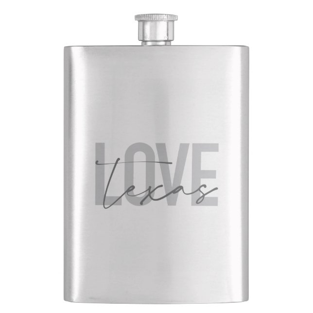 Simple, modern, urban, cool design Love Texas Hip Flask (Front)