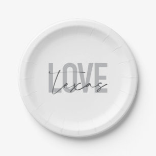 Simple, modern, urban, cool design Love Texas Paper Plate