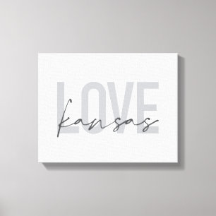 Simple, modern, urban, cool design of Love Kansas Canvas Print