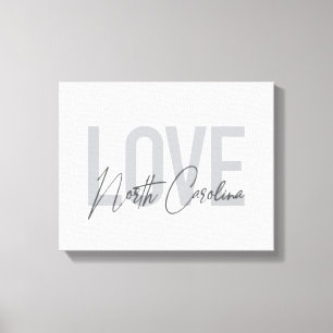 Simple, modern, urban design Love North Carolina Canvas Print