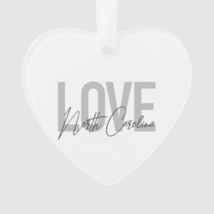 Simple, modern, urban design Love North Carolina Ornament