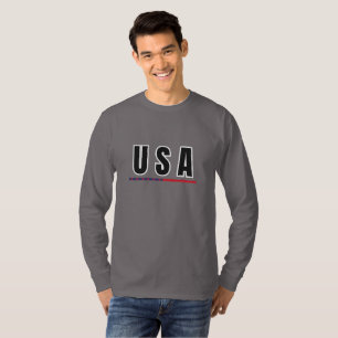 Simple Modern USA America Art Letter Flag Souvenir T-Shirt