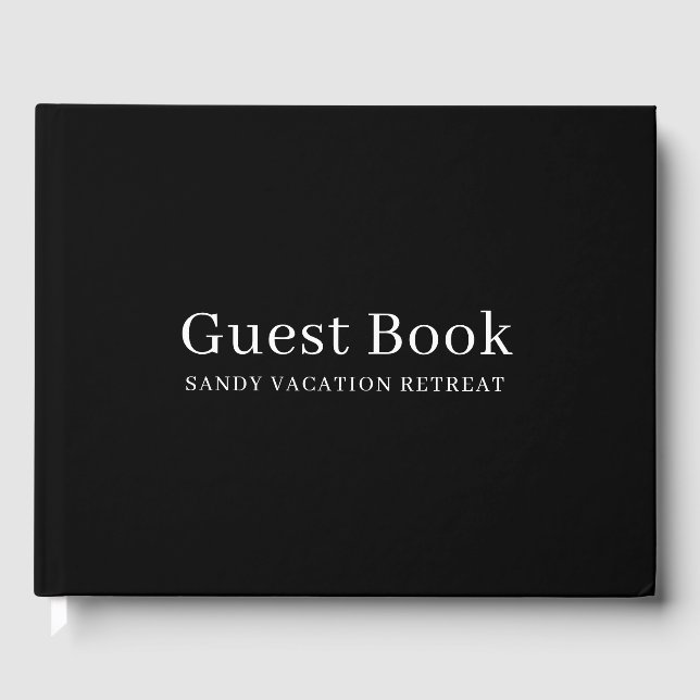 Simple Modern Vacation Rental Guest Book | Black (Front)