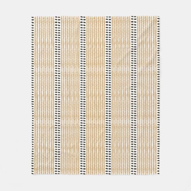 Simple modern versatile stripes yellow black contr fleece blanket (Front)