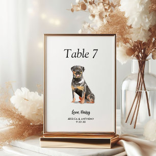 Simple Modern Watercolor Dog Wedding Table Number