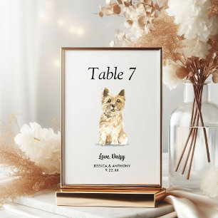 Simple Modern Watercolor Dog Wedding  Table Number
