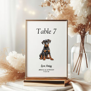 Simple Modern Watercolor Dog Wedding Table Number