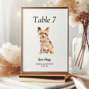 Simple Modern Watercolor Dog Wedding Table Number