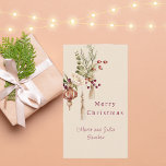 Simple Modern Watercolor Floral Christmas Card<br><div class="desc">Simple Modern Watercolor Floral Christmas Note Card A modern minimalist and elegant "Merry Christmas" note card that can be customized with your name. A pink magenta "Merry Christmas" typography on a warm white coloured background with watercolor botanical detail. The backside of this note card is a matching warm white background...</div>