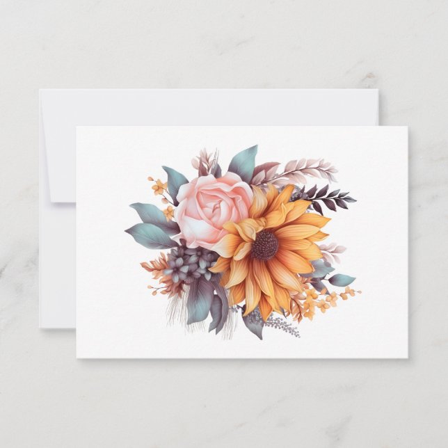 Simple Modern Watercolor Floral Flat Card (Front)