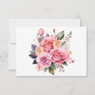 Simple Modern Watercolor Floral Flat Card