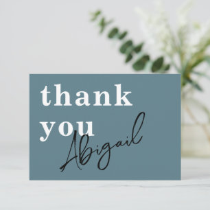 Simple Modern Watercolor Teal Bridal Shower Thank  You Card