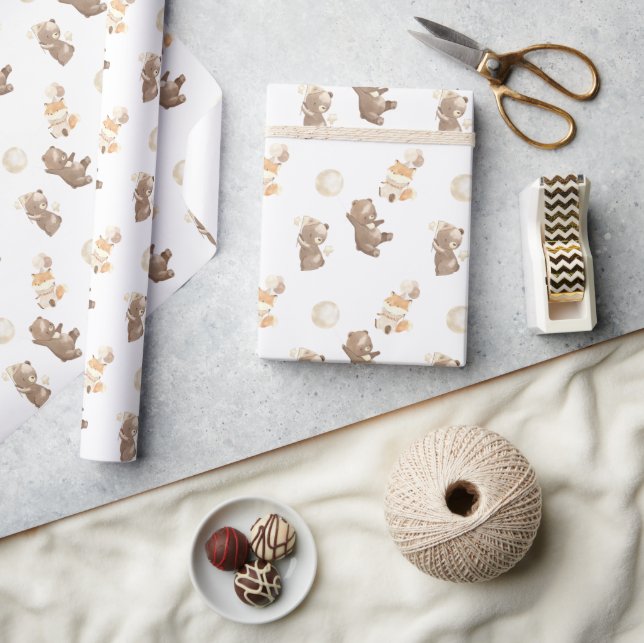 Simple Modern Watercolor Woodland Animals Wrapping Paper (Crafts)