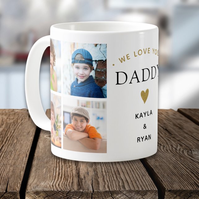Simple Modern We Love You Daddy 8 Photo Collage    Coffee Mug (Creator Uploaded)