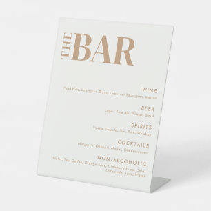 Simple Modern Wedding Bar Menu Pedestal Sign