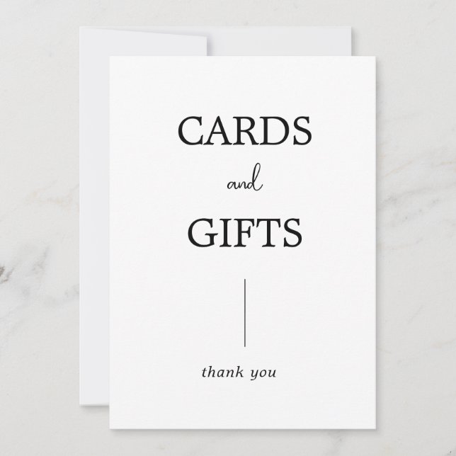 Simple Modern Wedding Card and Gift Sign (Front)