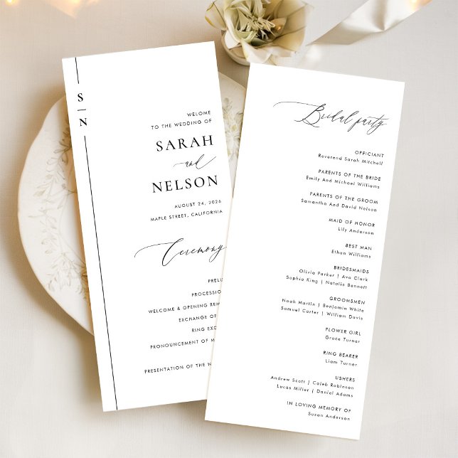 Simple Modern Wedding Ceremony Program (Creator Uploaded)