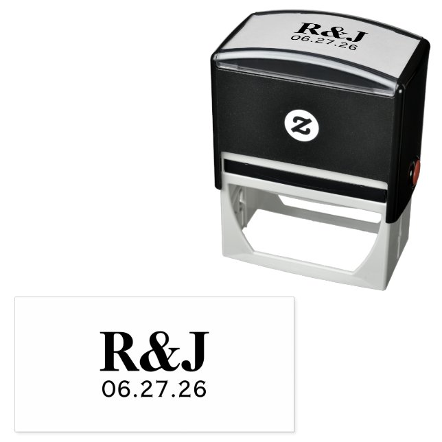 Simple Modern Wedding Couple Monogram Self-inking Stamp (In Situ)