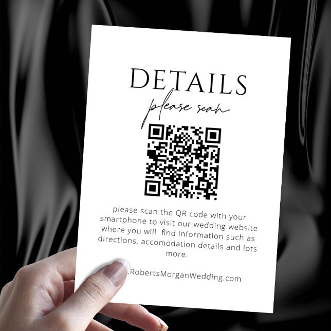 Simple Modern Wedding Details with QR Code Enclosure Card (Creator Uploaded)