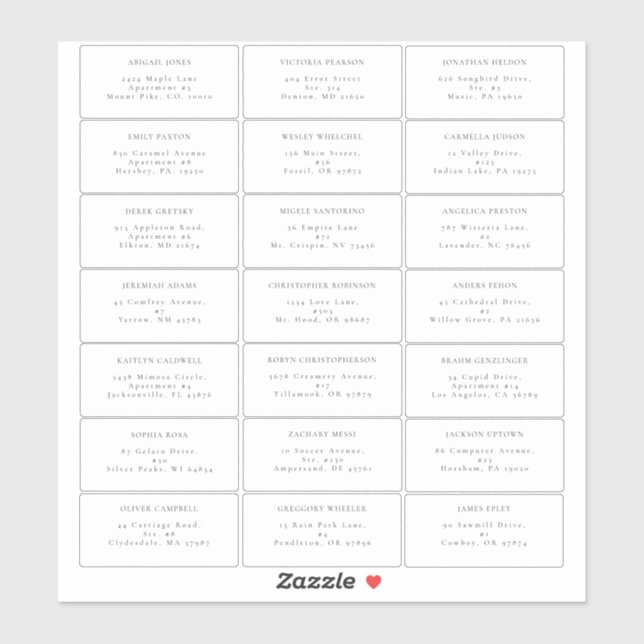Simple Modern Wedding Guest Address Label (Sheet)