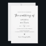 Simple Modern Wedding Invitation Hand Drawn Heart<br><div class="desc">Celebrate your love with our Simple and Modern Fun Wedding Invitation. The handwritten script and hand-drawn illustrations add a uniquely personal touch, while the discreet QR code on the back ensures a seamless modern experience. Easily share wedding details and RSVP online, combining tradition with modern innovation. Personalize this exquisite invitation...</div>