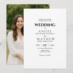 Simple Modern Wedding Invitation with Couple Photo