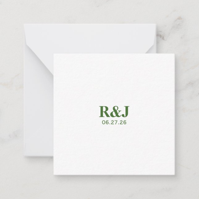 Simple Modern Wedding Monogram Card (Front)