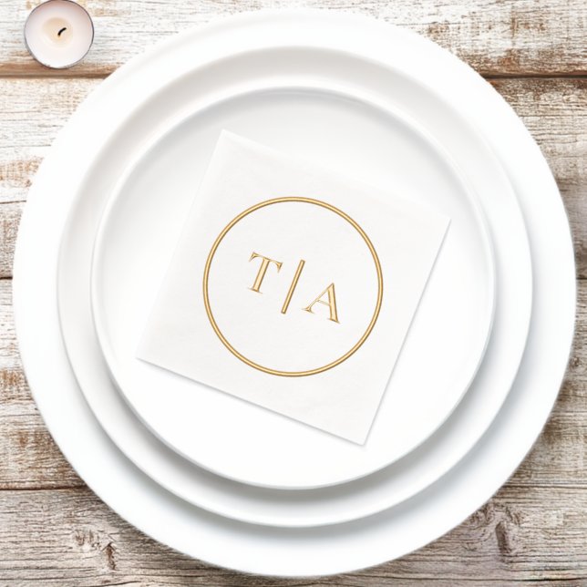Simple Modern Wedding Monogram Foil Napkins (Insitu)