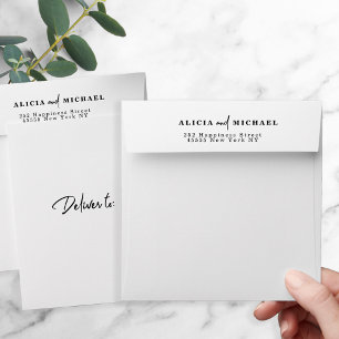 Simple modern wedding personalized square envelope