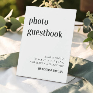 Simple Modern Wedding Photo Guestbook Pedestal Sign