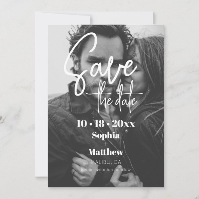 Simple Modern  Wedding Photo Save The Date (Front)