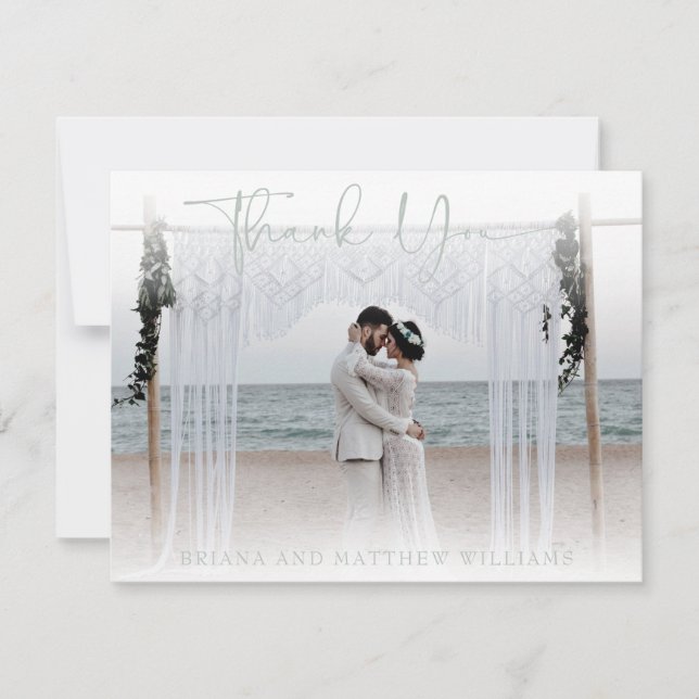 Simple Modern Wedding Photo Thank You Card (Front)