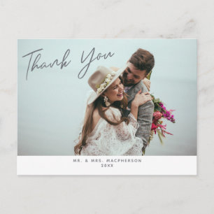 Simple Modern Wedding Photo Thank You Postcard