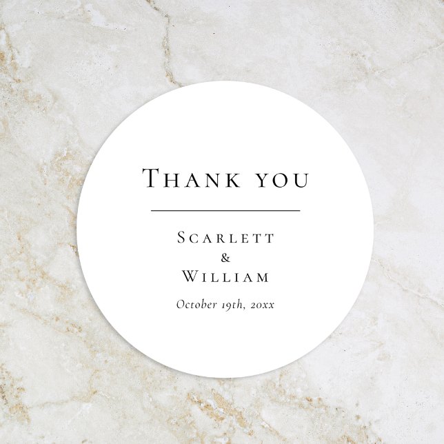 Simple Modern Wedding Round Thank You Sticker (Creator Uploaded)