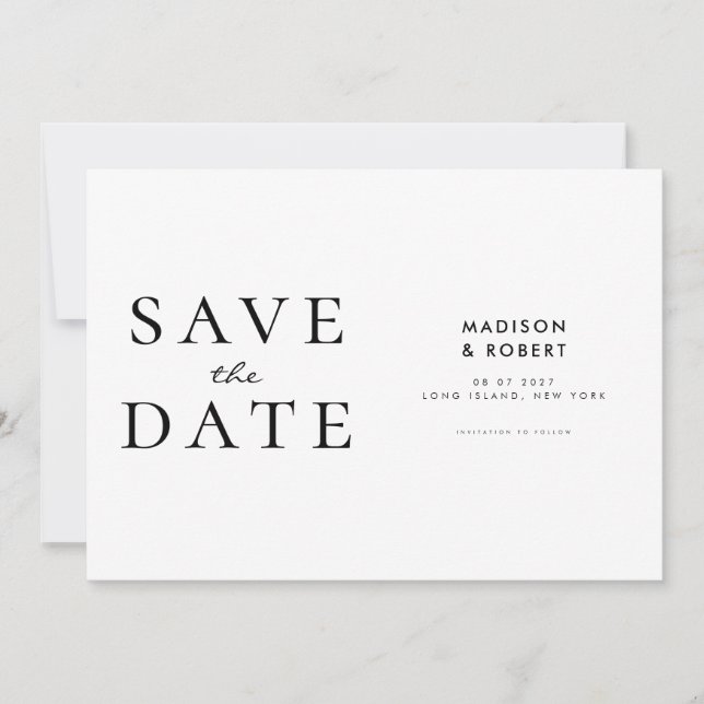 Simple Modern Wedding Save the Date (Front)