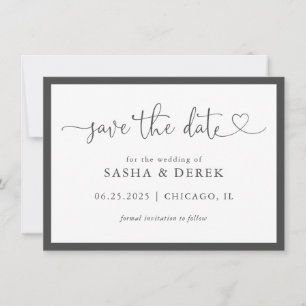 Simple Modern Wedding Save the Date Charcoal