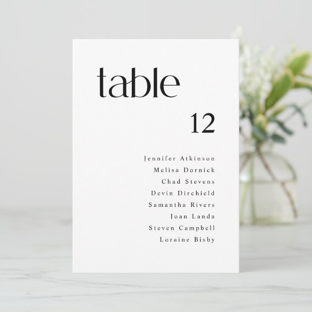 Simple Modern Wedding Seating Chart Sign Cards (Standing Front)