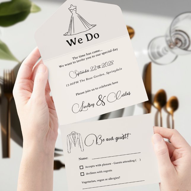 Simple Modern Wedding Silhouette Collection All In One Invitation (Creator Uploaded)