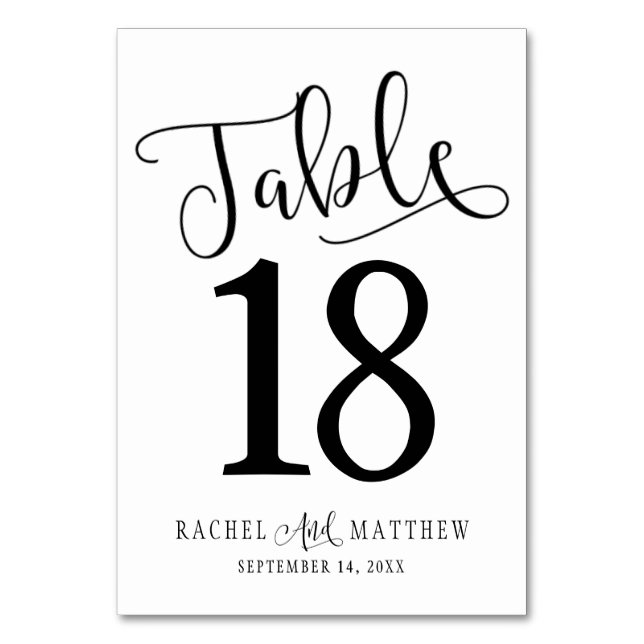 Simple&Modern Wedding Table Number Card (Front)