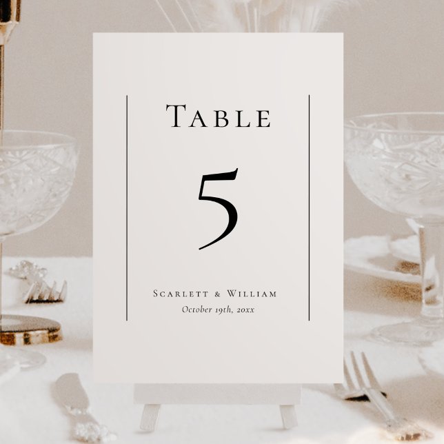 Simple Modern Wedding Table Number Card (Creator Uploaded)