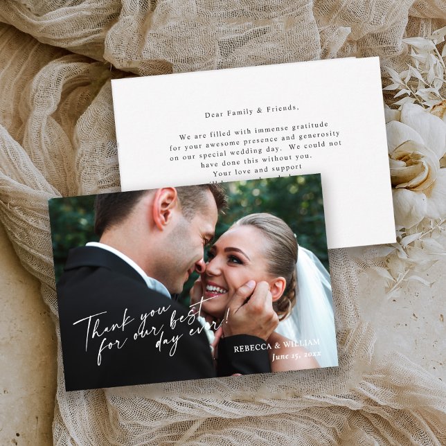 Simple Modern Wedding Thank You Card Script Photo (Creator Uploaded)